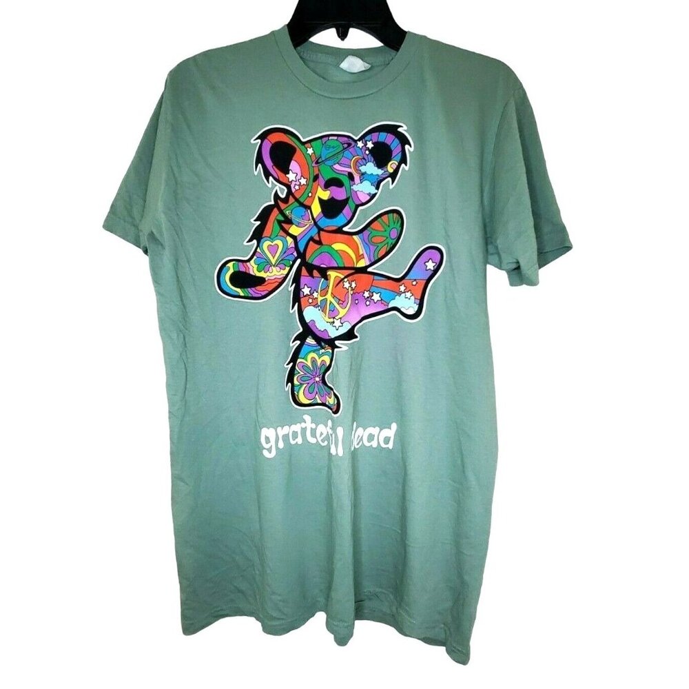 Green Dancing Bear Graphic Grateful Dead Reprint Cotton Large T Shirt